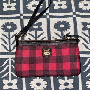 Dooney & Bourke Black and Red Checkered Wristlet